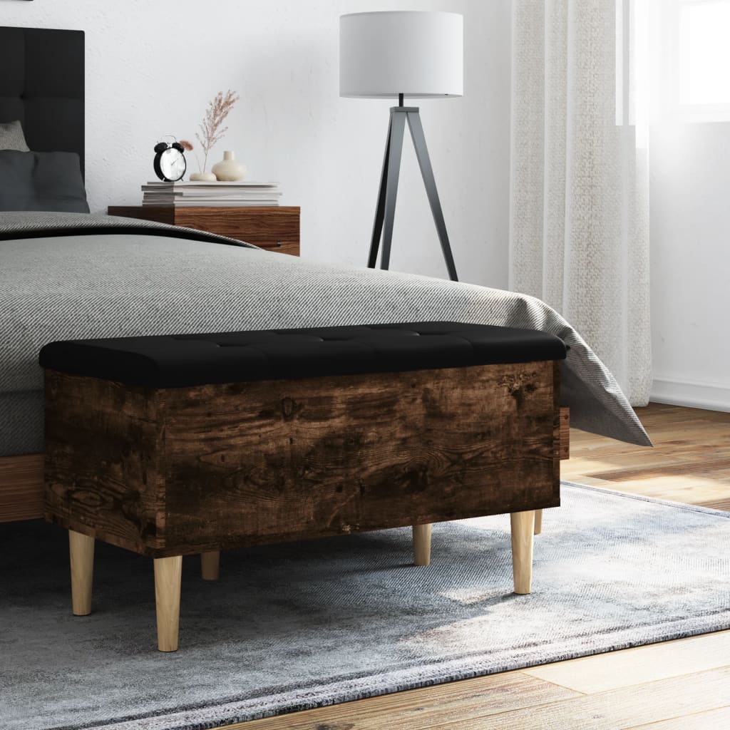 Bench with storage space smoked oak 82x42x46 cm wood material