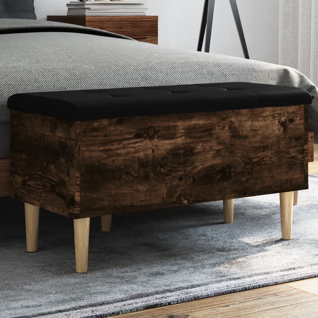 Bench with storage space smoked oak 82x42x46 cm wood material