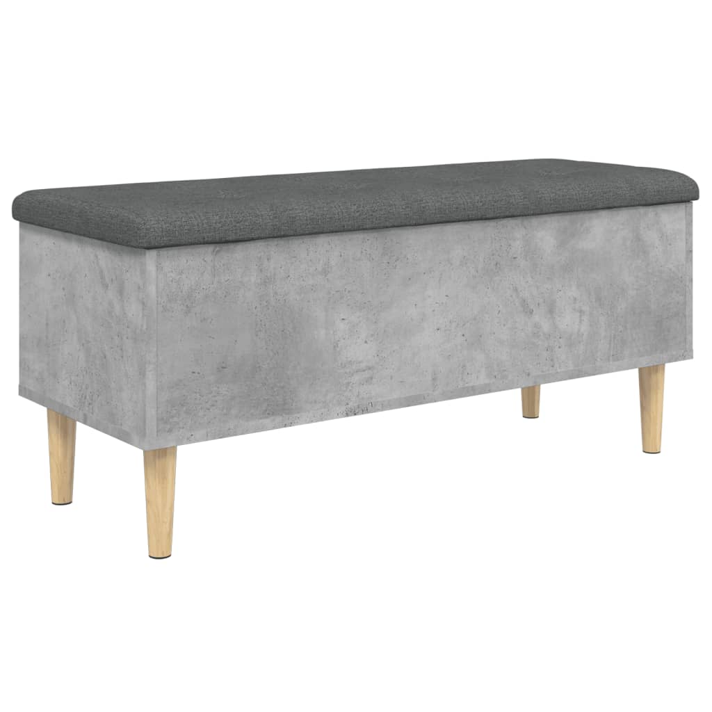 Bench with storage space concrete grey 102x42x46 cm wood material