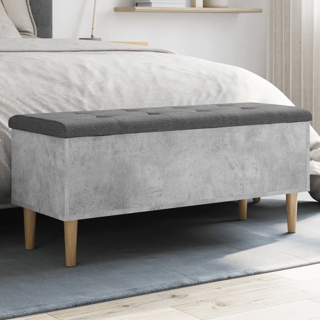 Bench with storage space concrete grey 102x42x46 cm wood material