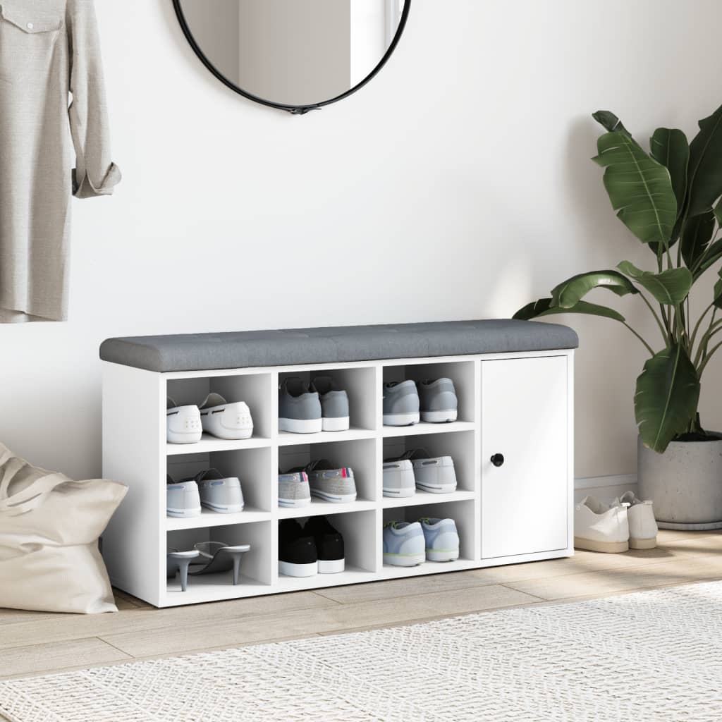 Shoe Bench White 102x32x50 cm Wood Material