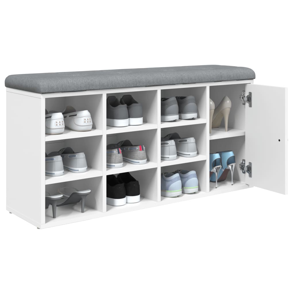 Shoe Bench White 102x32x50 cm Wood Material