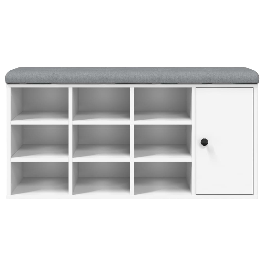 Shoe Bench White 102x32x50 cm Wood Material