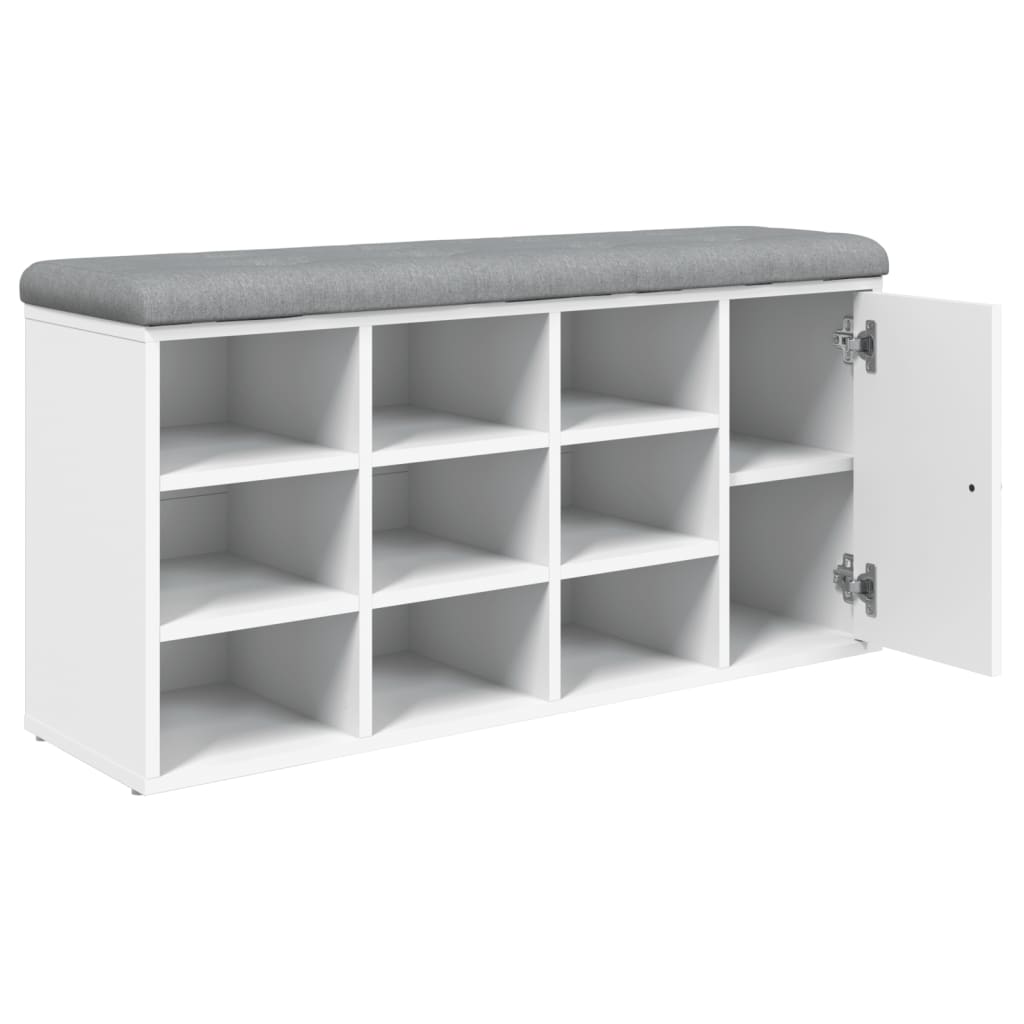 Shoe Bench White 102x32x50 cm Wood Material