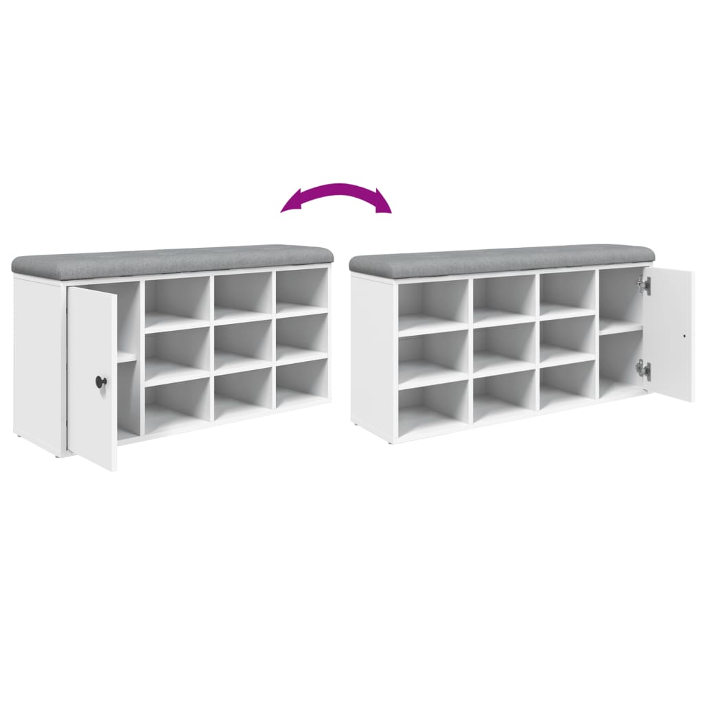 Shoe Bench White 102x32x50 cm Wood Material