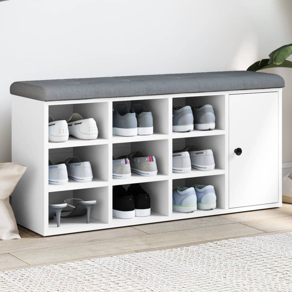 Shoe Bench White 102x32x50 cm Wood Material