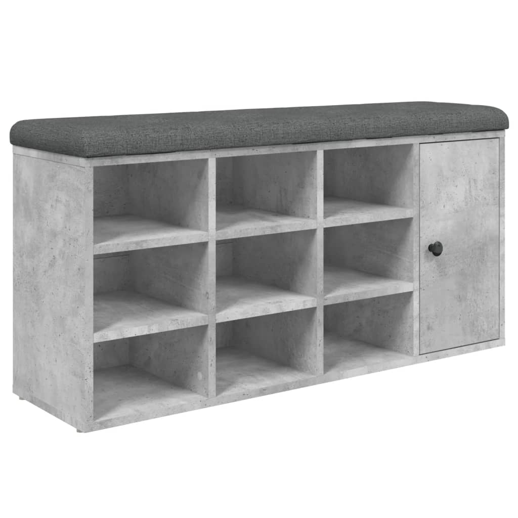 Shoe bench concrete grey 102x32x50 cm wood material