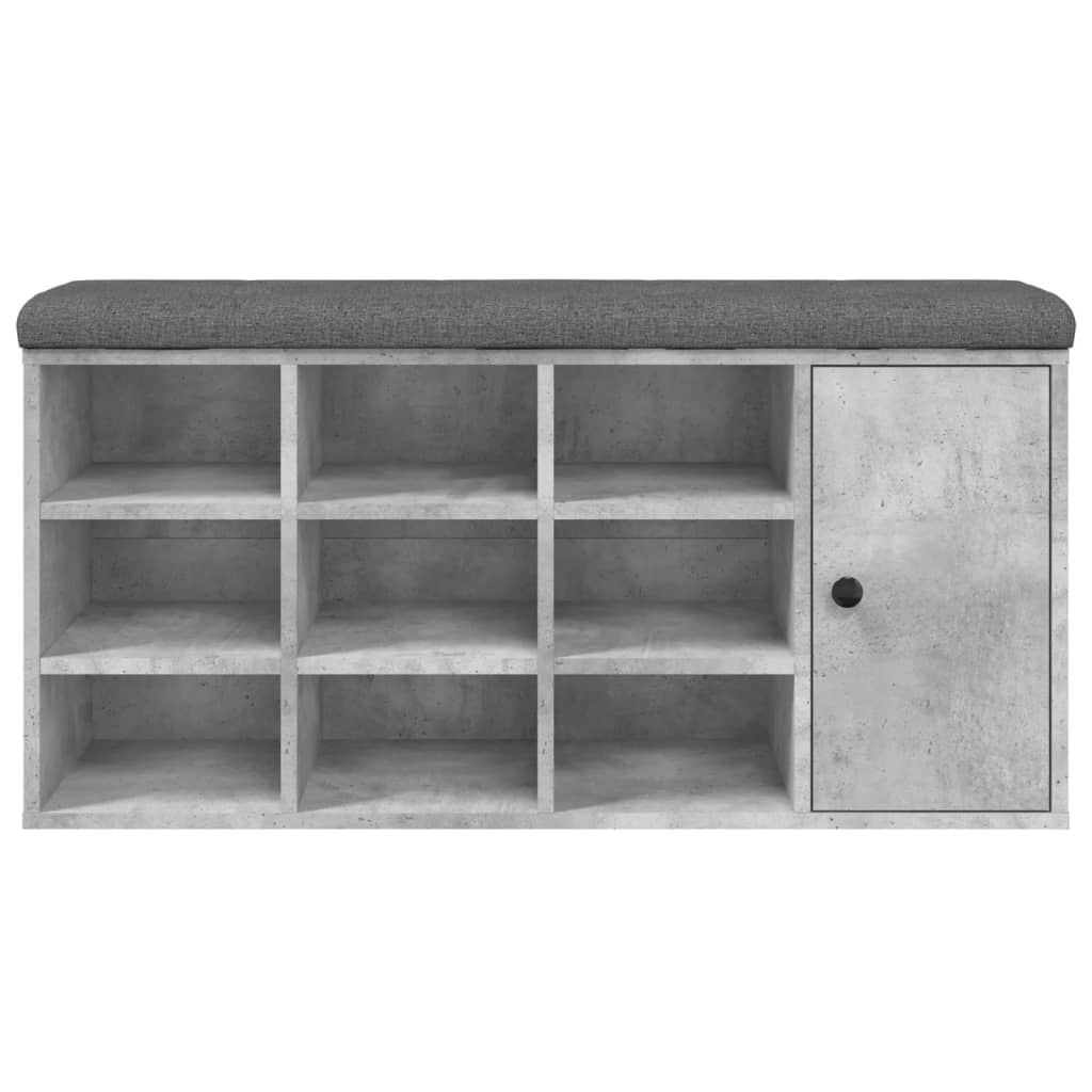 Shoe bench concrete grey 102x32x50 cm wood material