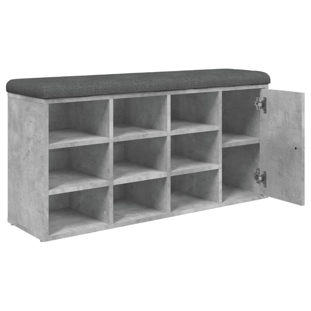 Shoe bench concrete grey 102x32x50 cm wood material