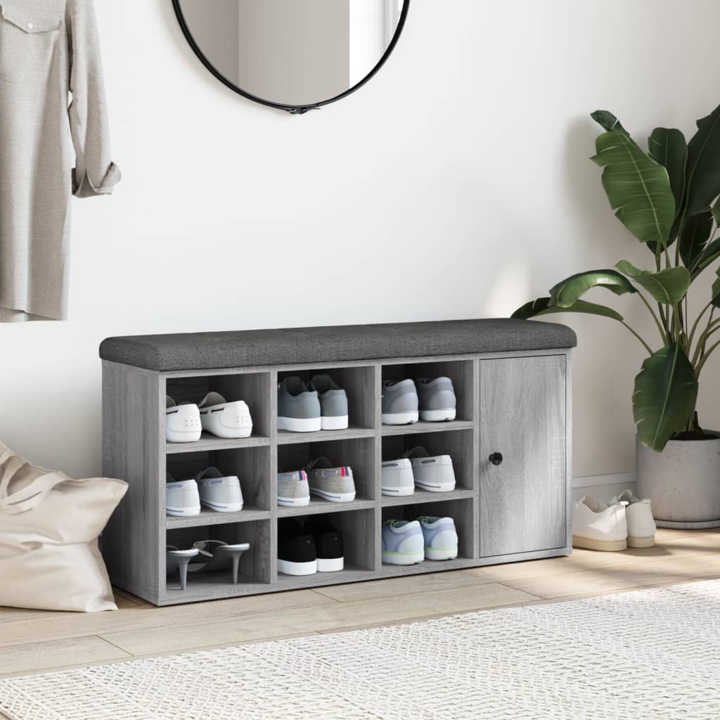 Shoe Bench Grey Sonoma 102x32x50 cm Wood Material