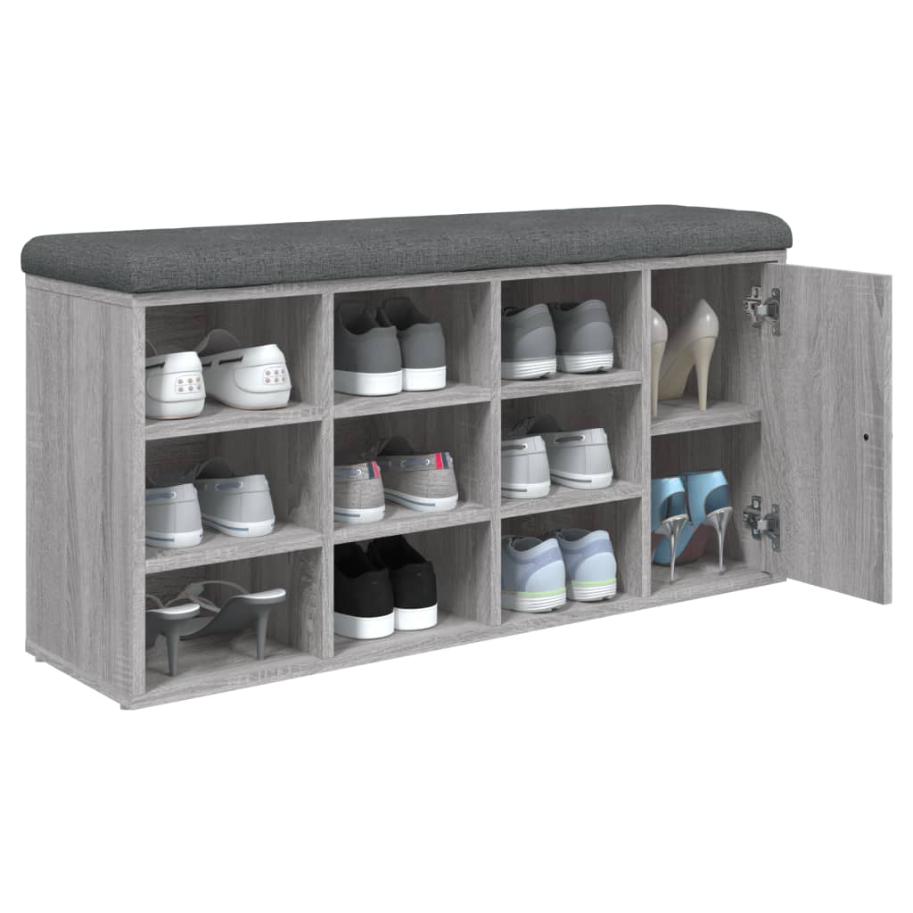 Shoe Bench Grey Sonoma 102x32x50 cm Wood Material