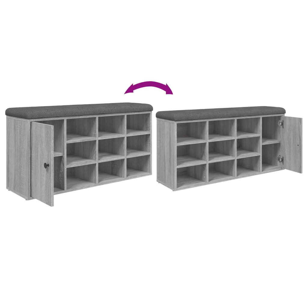 Shoe Bench Grey Sonoma 102x32x50 cm Wood Material