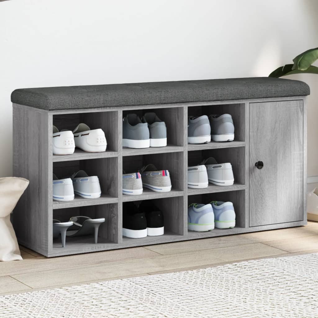 Shoe Bench Grey Sonoma 102x32x50 cm Wood Material