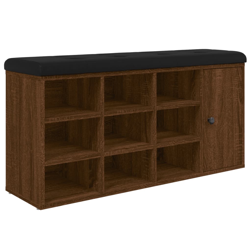 Shoe Bench Brown Oak Look 102x32x50 cm Wood Material