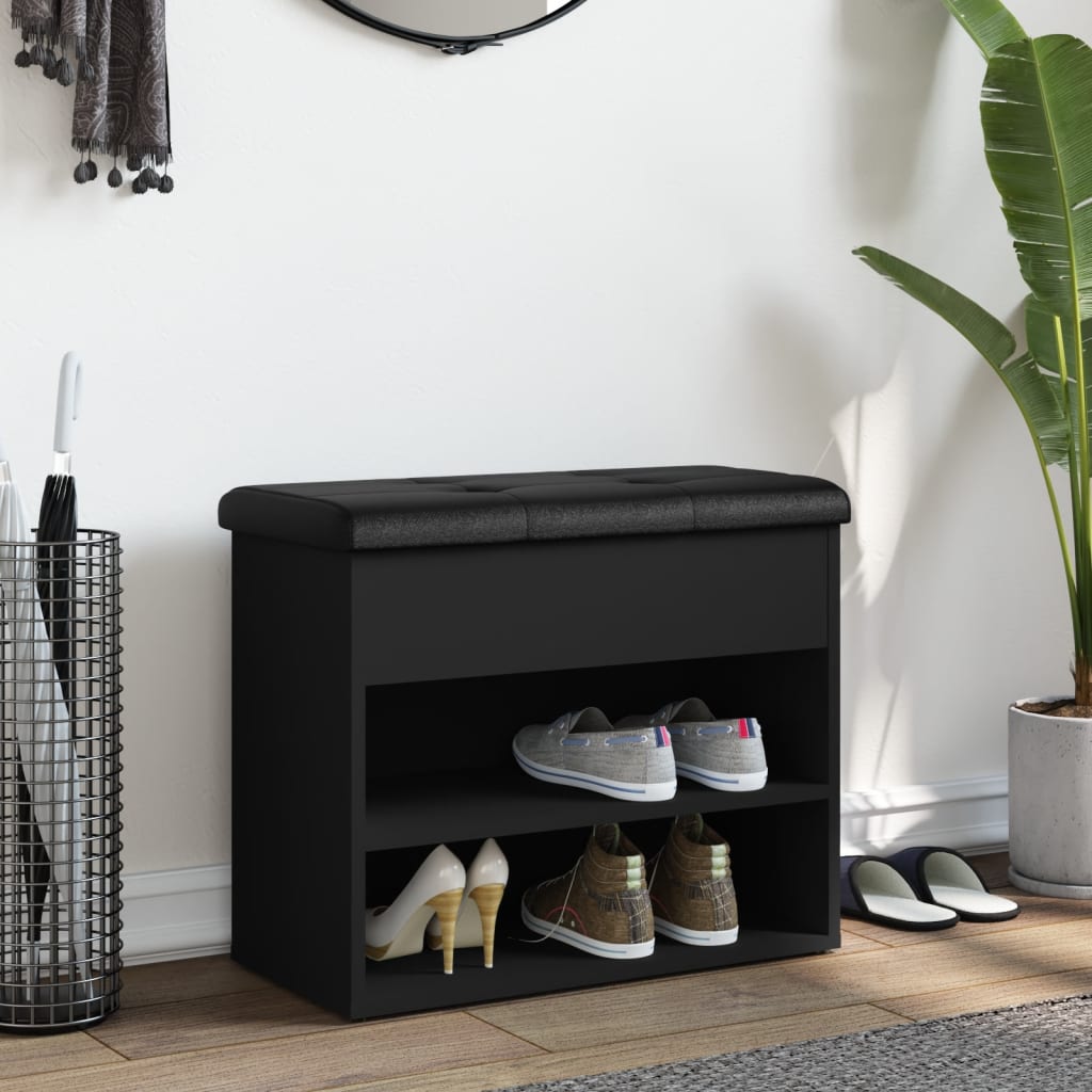 Shoe Bench Black 62x32x50 cm Wood Material
