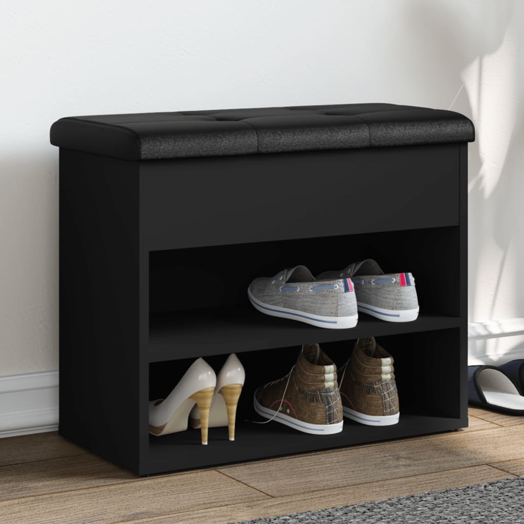 Shoe Bench Black 62x32x50 cm Wood Material