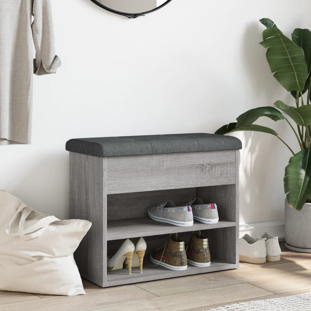Shoe Bench Grey Sonoma 62x32x50 cm Wood Material