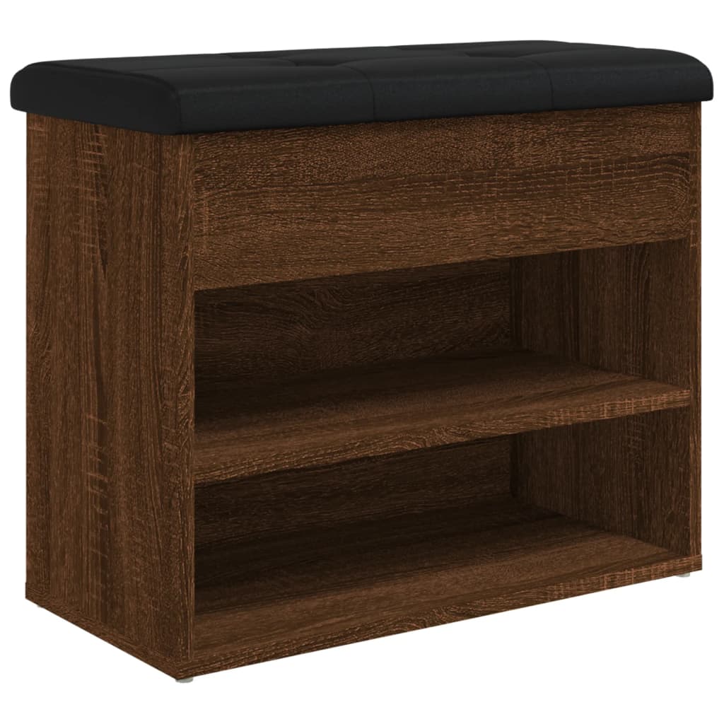 Shoe bench brown oak look 62x32x50 cm wood material