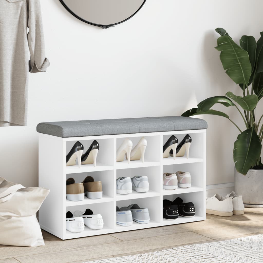 Shoe Bench White 82x32x50 cm Wood Material