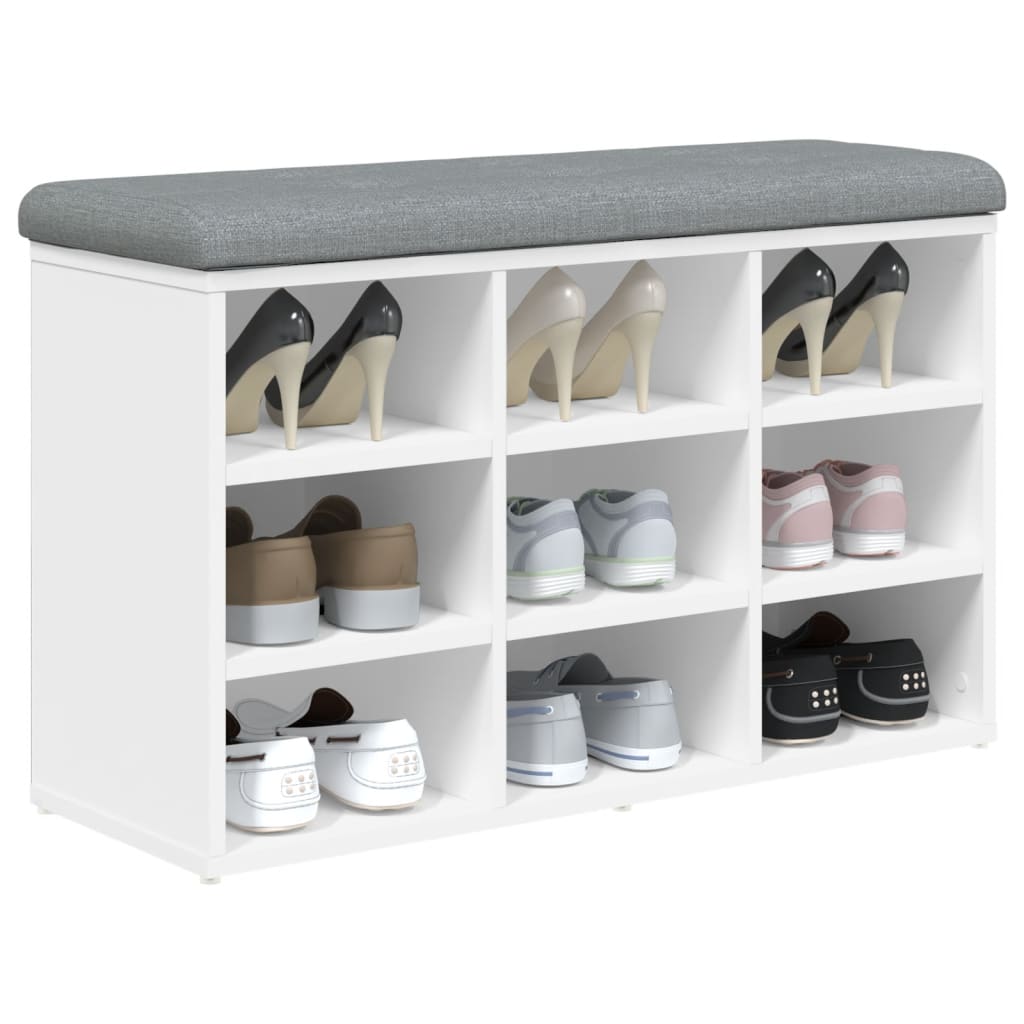 Shoe Bench White 82x32x50 cm Wood Material