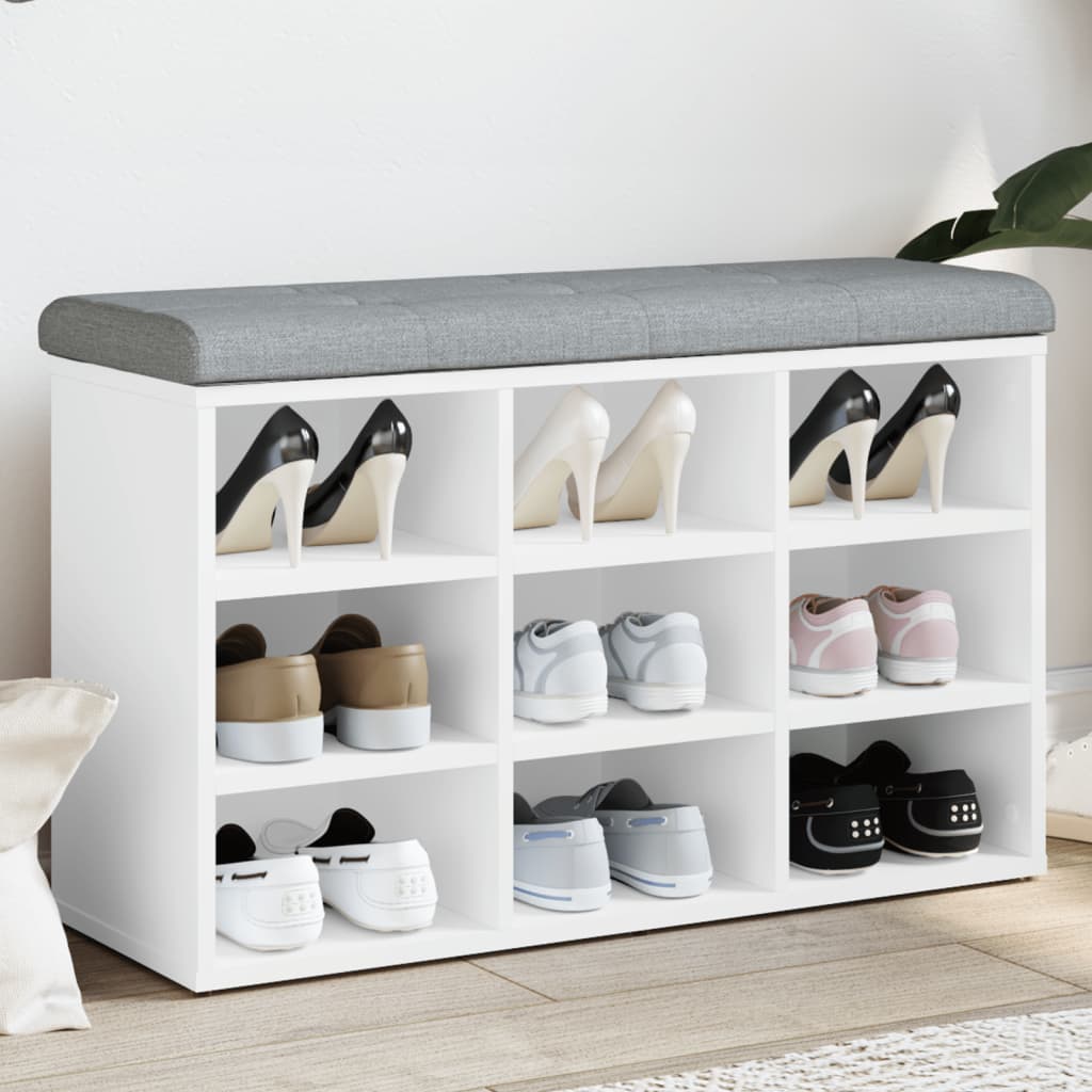 Shoe Bench White 82x32x50 cm Wood Material