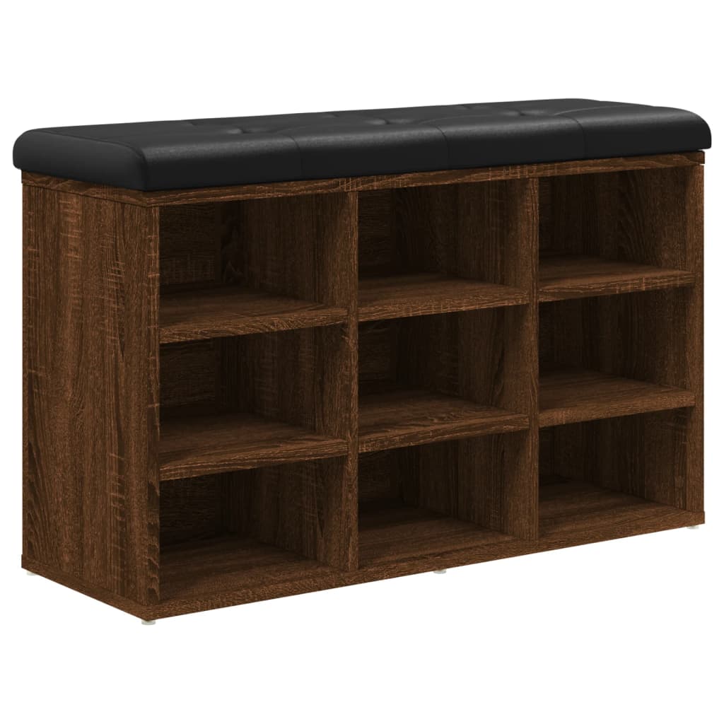 Shoe Bench Brown Oak Look 82x32x50 cm Wood Material