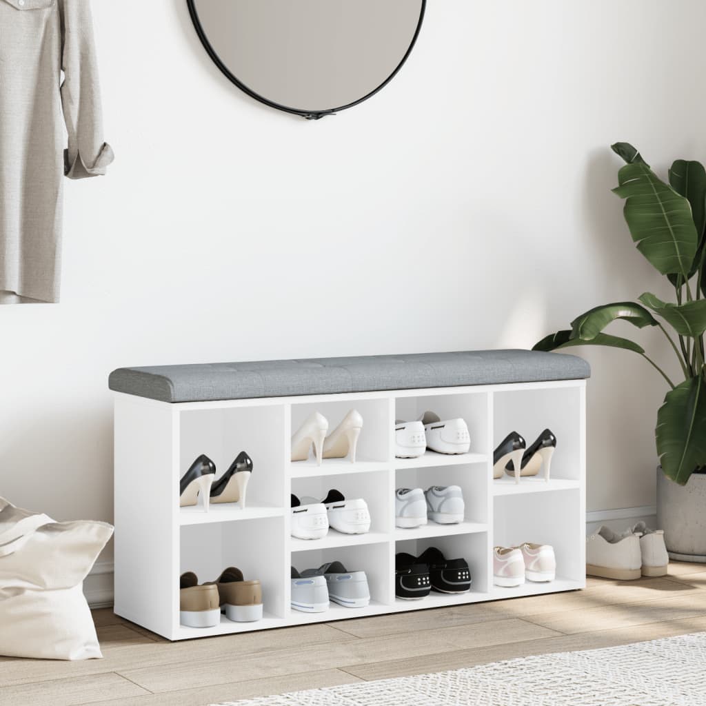 Shoe Bench White 102x32x50 cm Wood Material