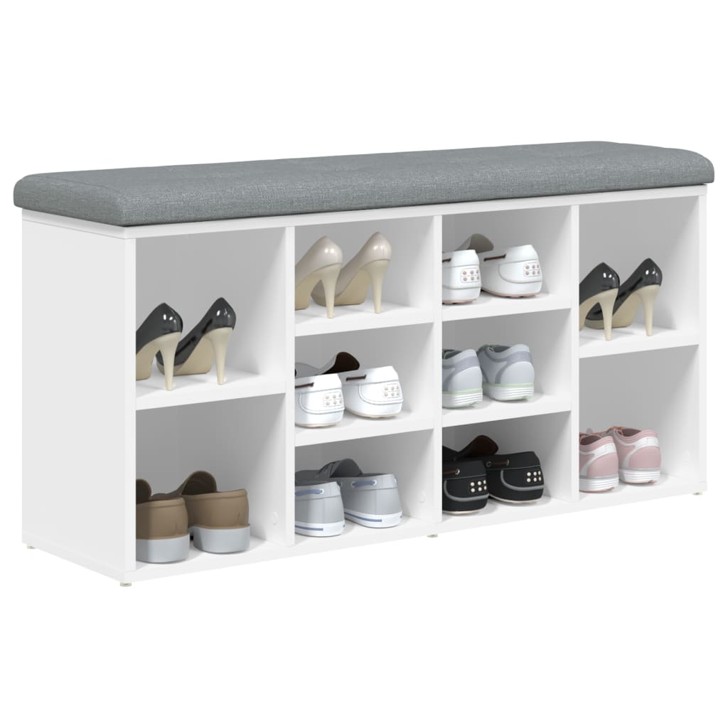 Shoe Bench White 102x32x50 cm Wood Material