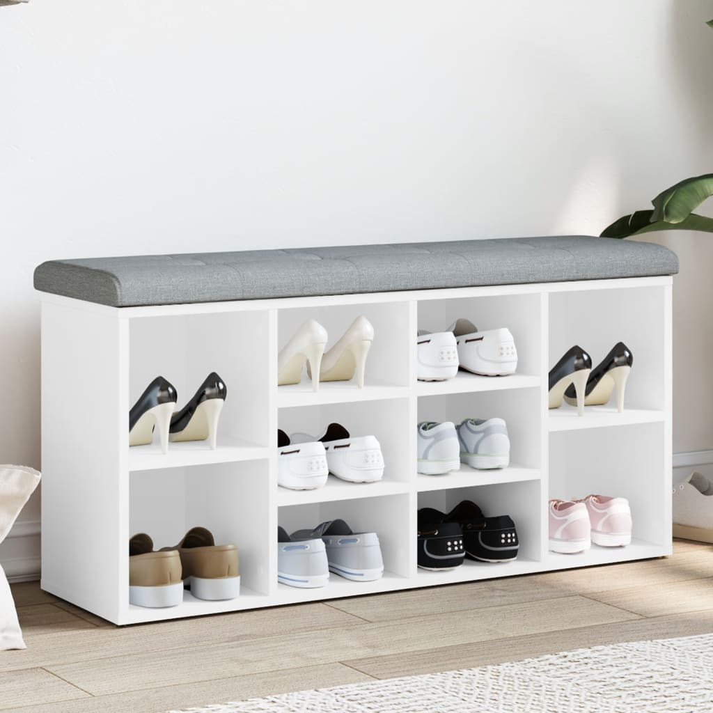 Shoe Bench White 102x32x50 cm Wood Material