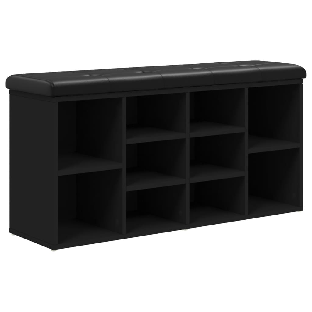 Shoe Bench Black 102x32x50 cm Wood Material