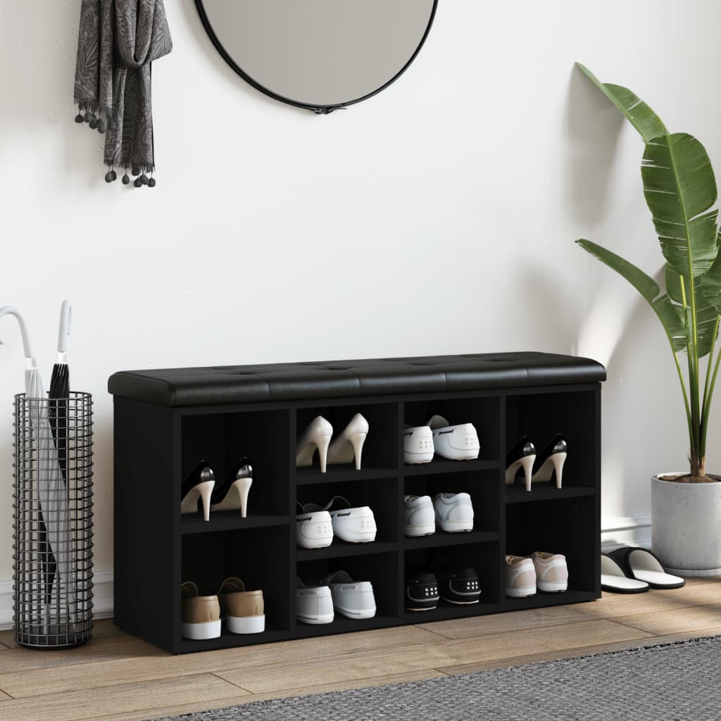 Shoe Bench Black 102x32x50 cm Wood Material