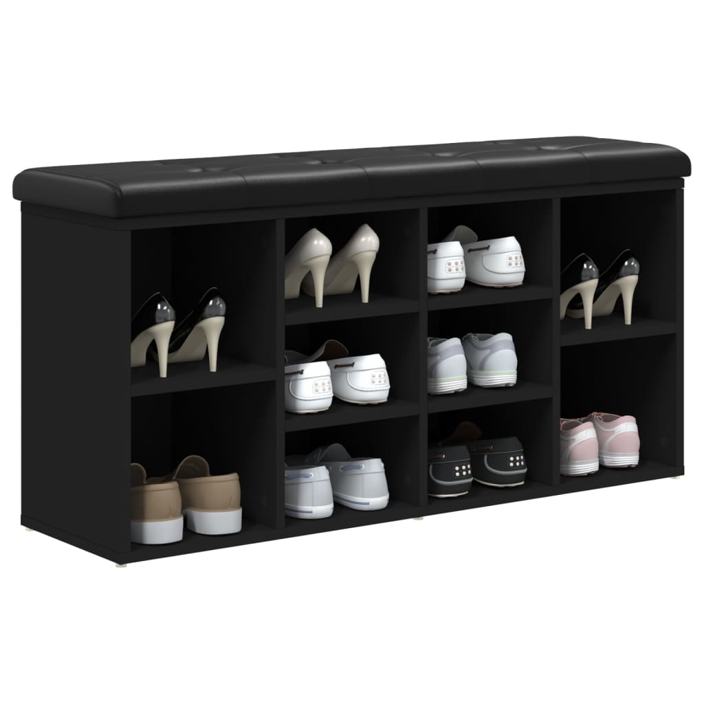 Shoe Bench Black 102x32x50 cm Wood Material