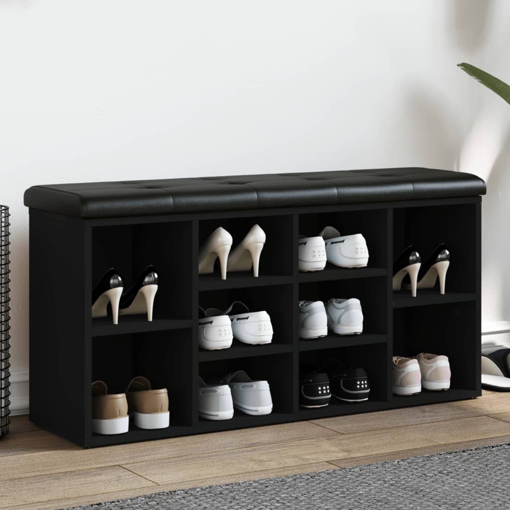 Shoe Bench Black 102x32x50 cm Wood Material