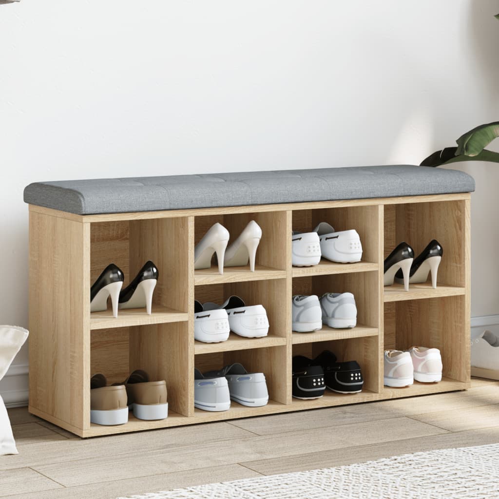 Shoe bench Sonoma oak 102x32x50 cm wood material