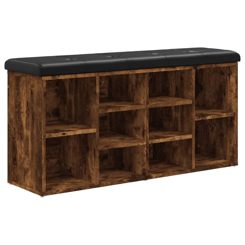 Shoe bench smoked oak 102x32x50 cm wood material