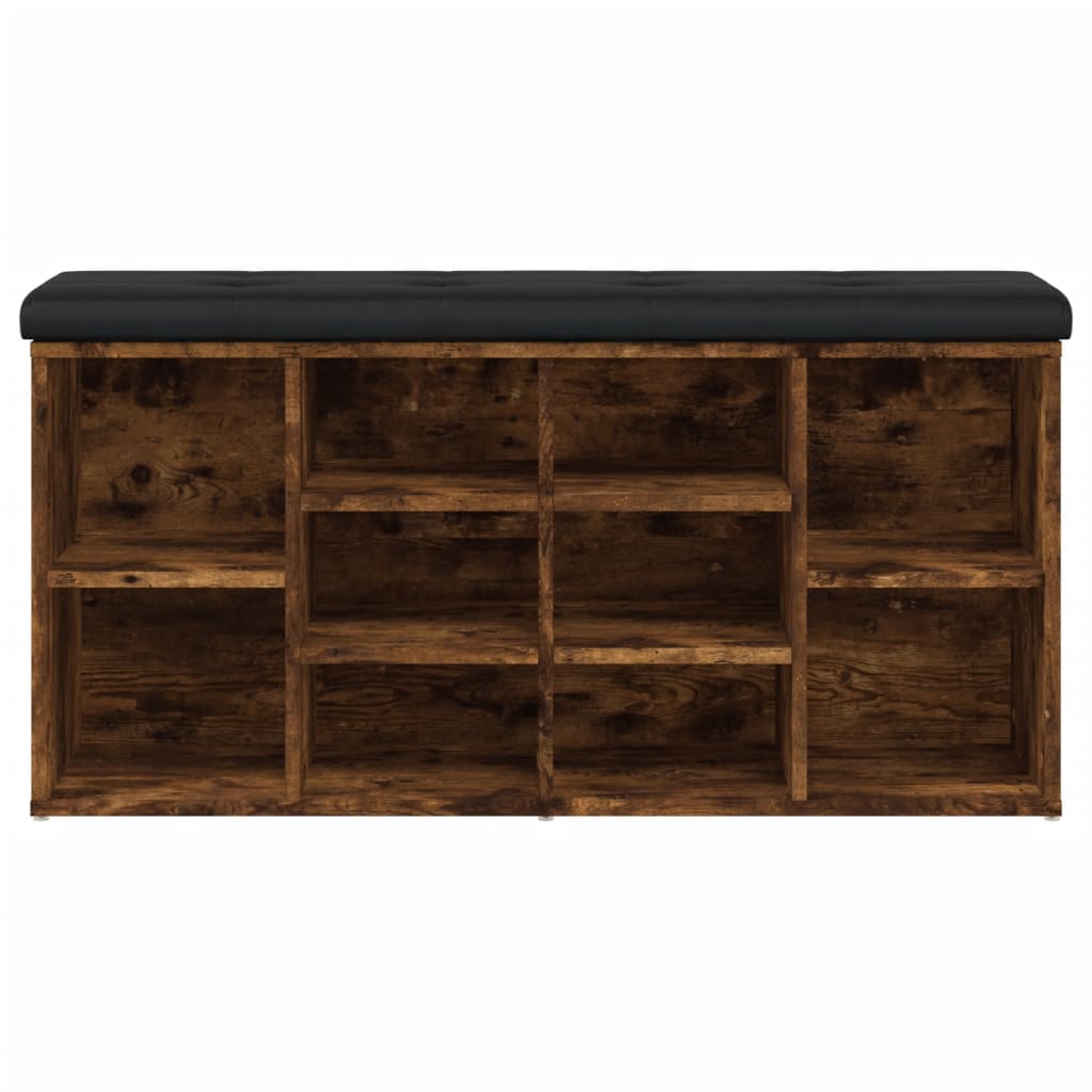 Shoe bench smoked oak 102x32x50 cm wood material