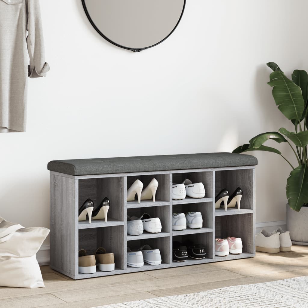 Shoe Bench Grey Sonoma 102x32x50 cm Wood Material