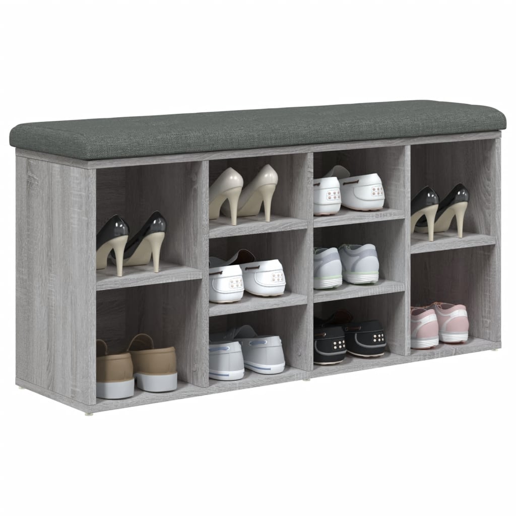 Shoe Bench Grey Sonoma 102x32x50 cm Wood Material