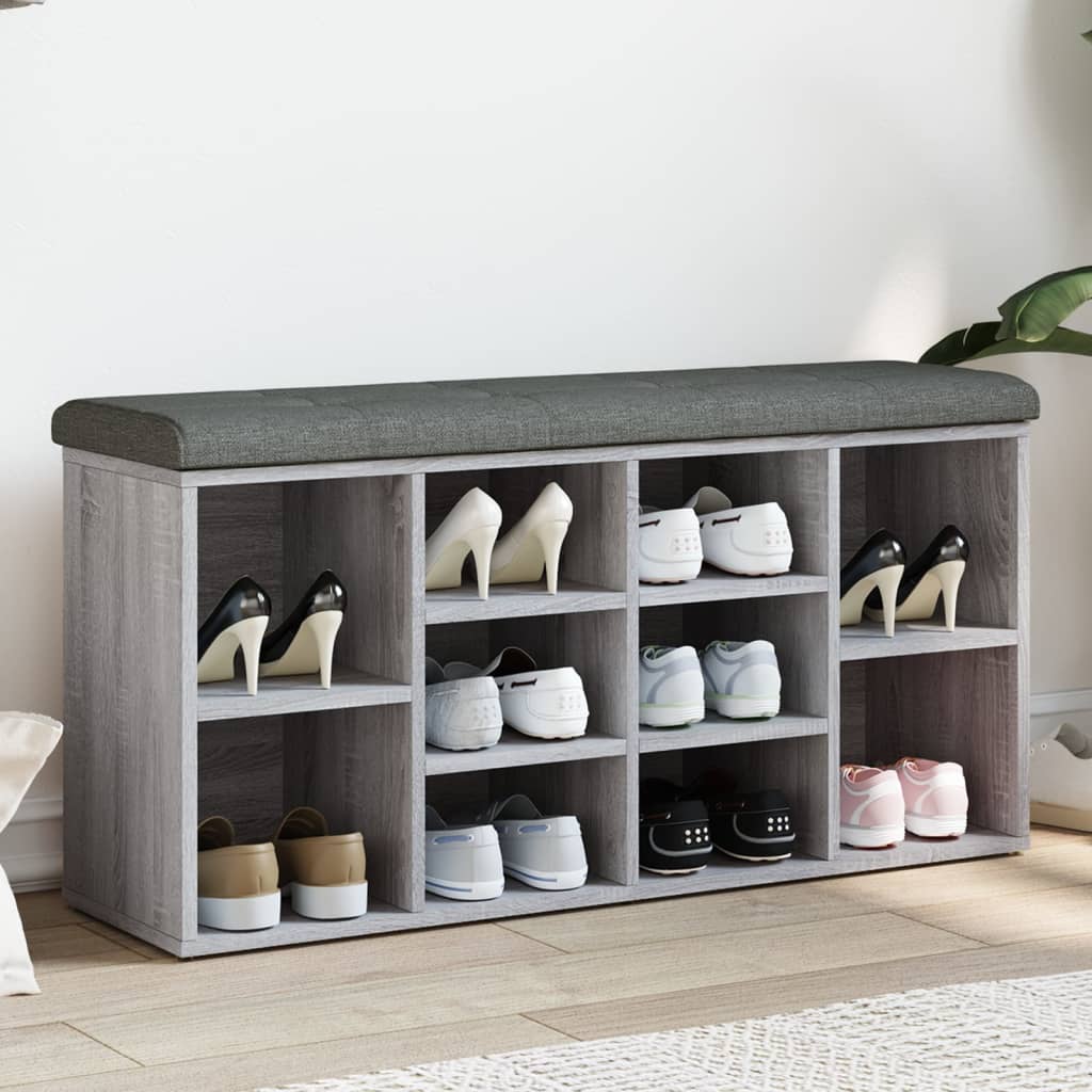 Shoe Bench Grey Sonoma 102x32x50 cm Wood Material
