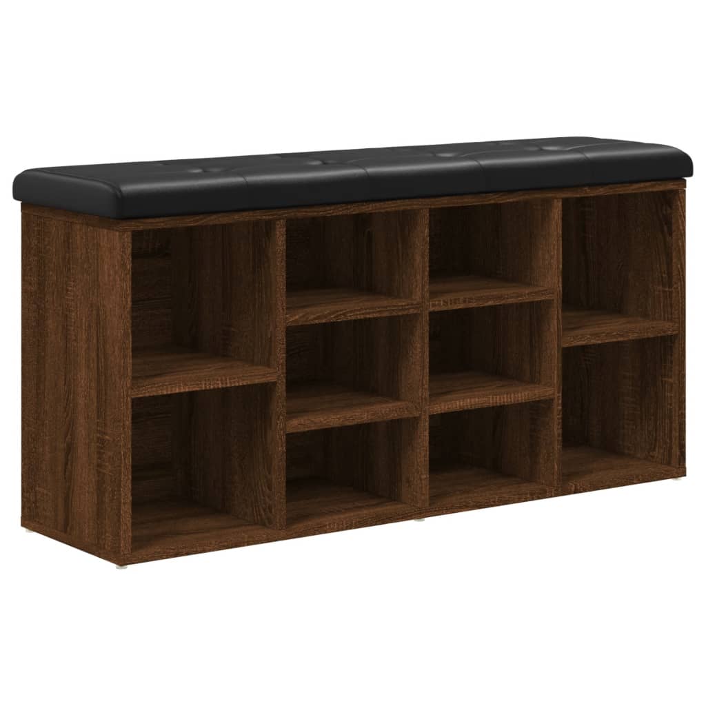 Shoe Bench Brown Oak Look 102x32x50 cm Wood Material