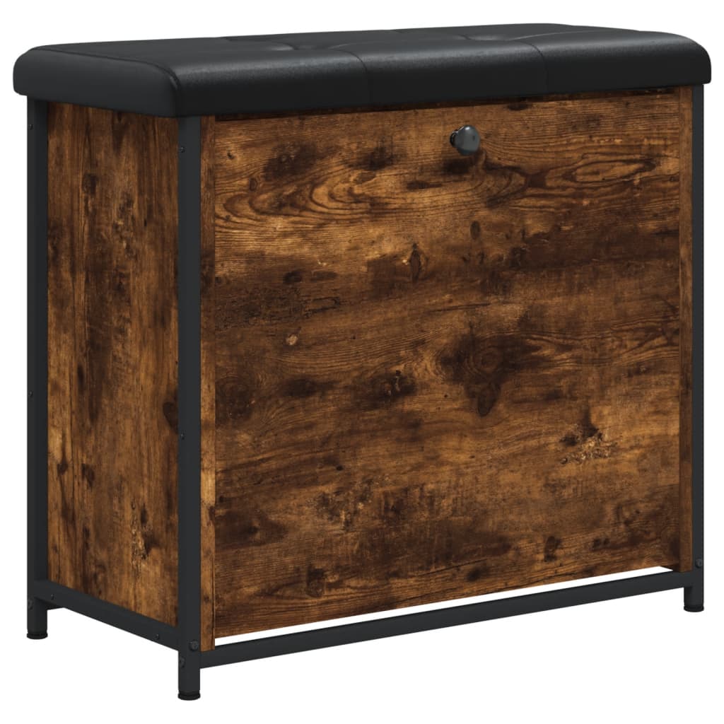 Shoe bench with flap smoked oak 62x32x56 cm