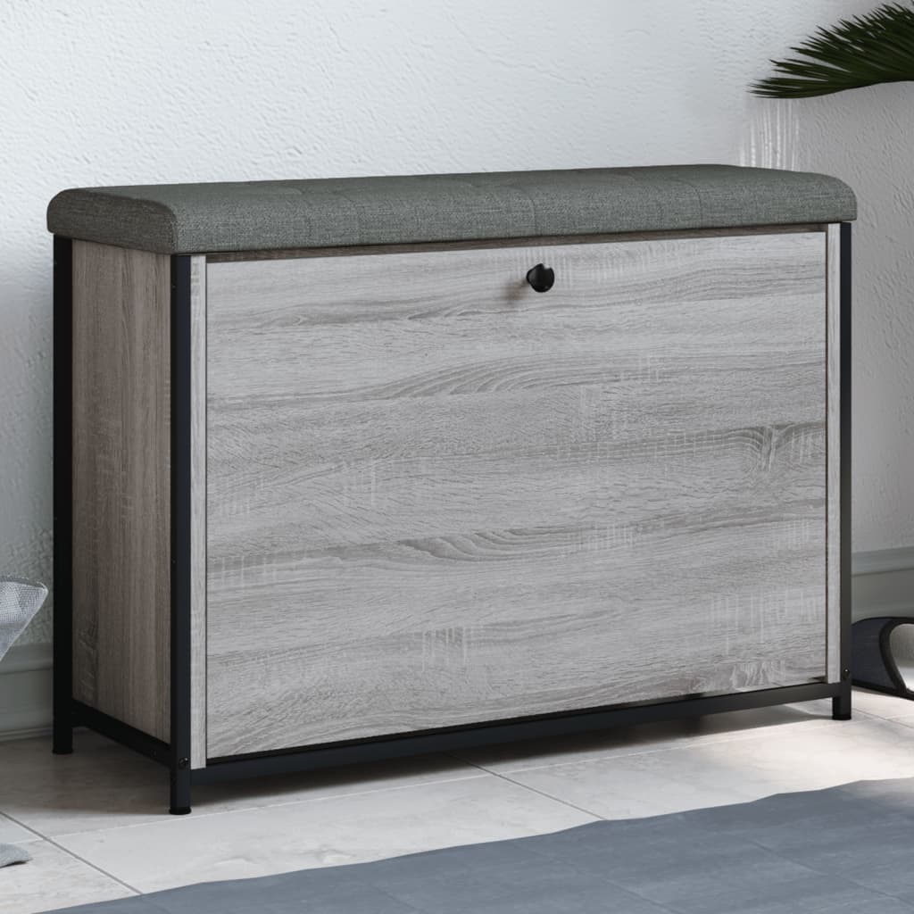 Shoe bench with flap Gray Sonoma 82x32x56 cm