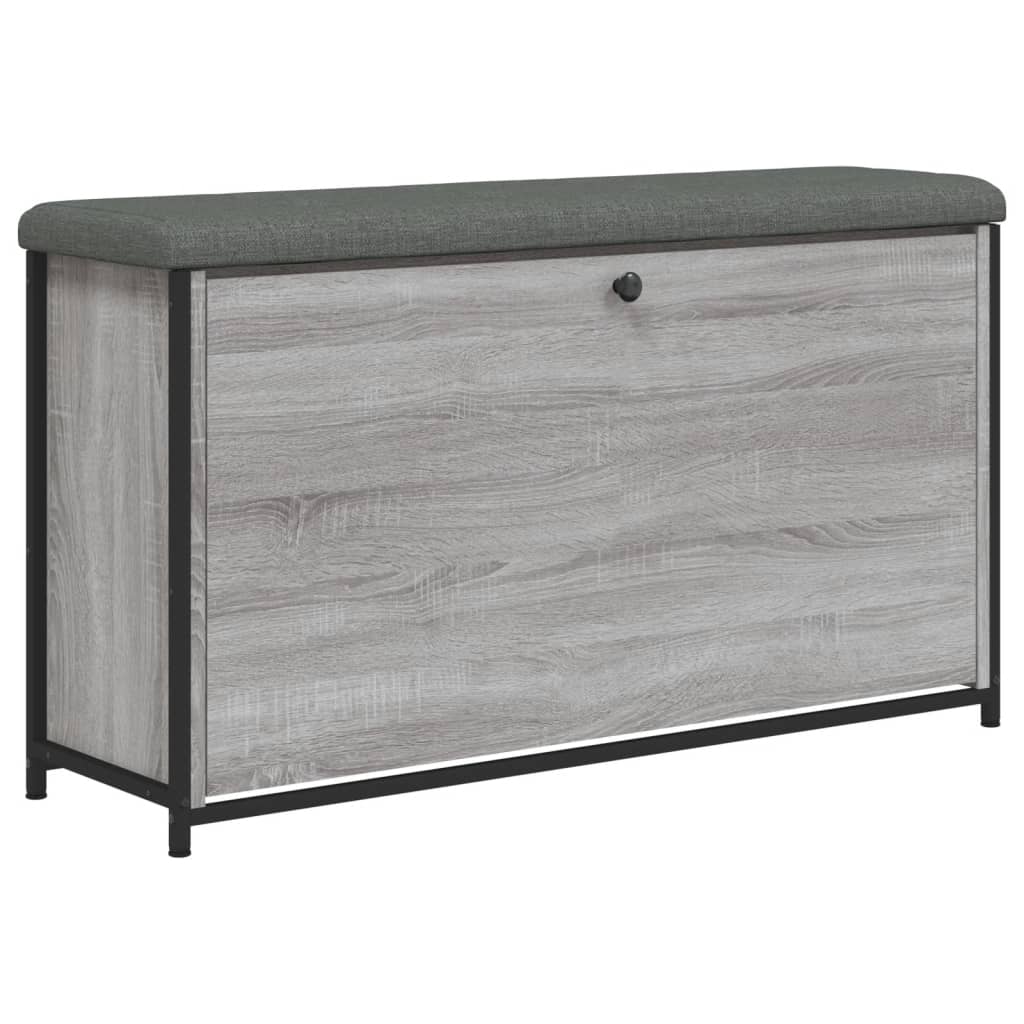 Shoe Bench with Flap Gray Sonoma 102x32x56 cm