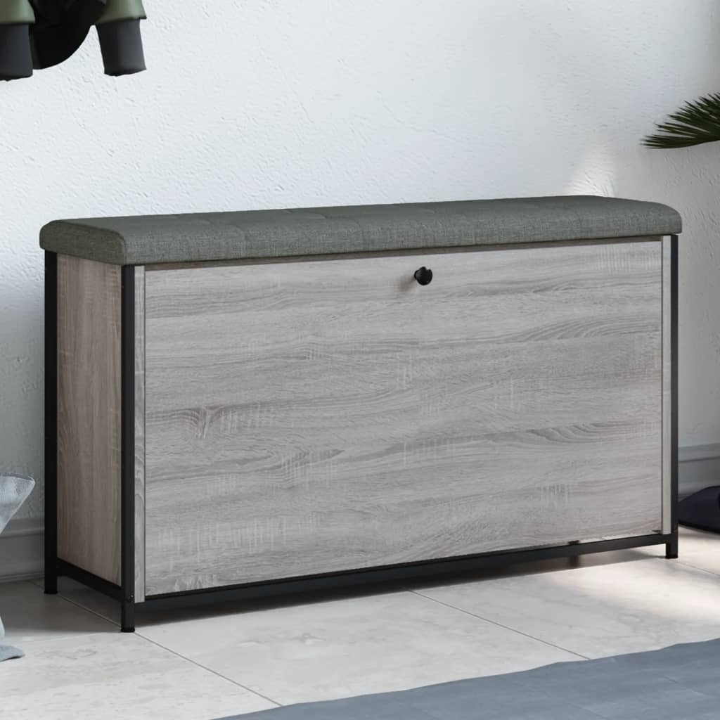 Shoe Bench with Flap Gray Sonoma 102x32x56 cm