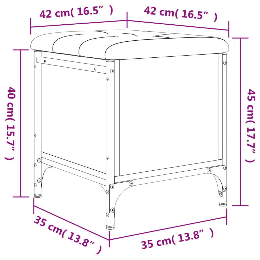 Bench with storage space Grey Sonoma 42x42x45 cm wood material