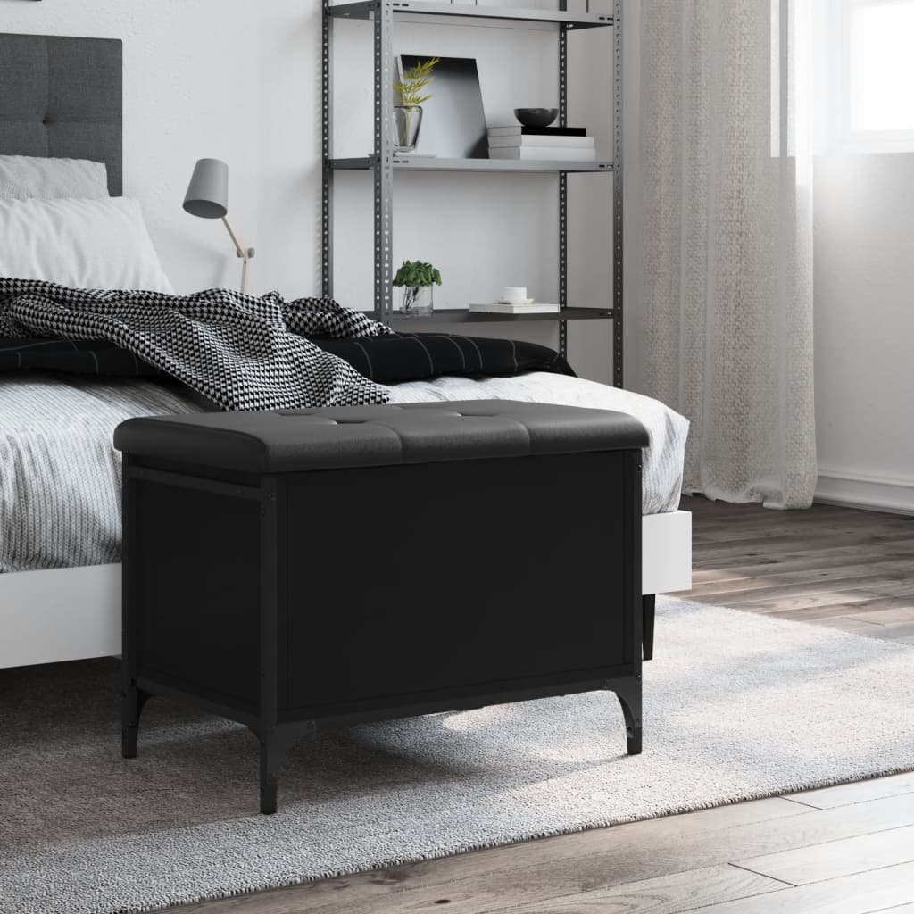 Bench with storage space Black 62x42x45 cm Wood material