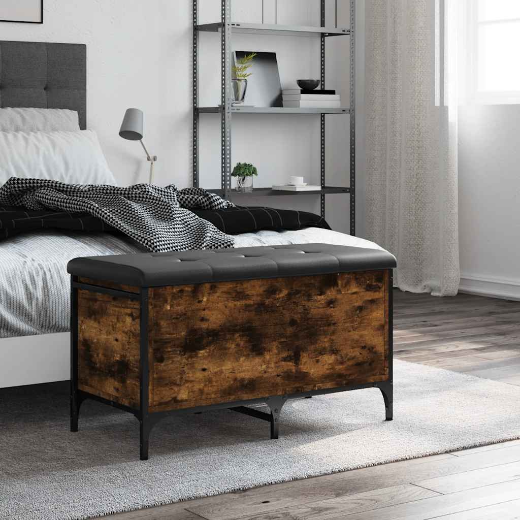 Sitzbank mit Stauraum Räuchereiche 82x42x45 cm Holzwerkstoff