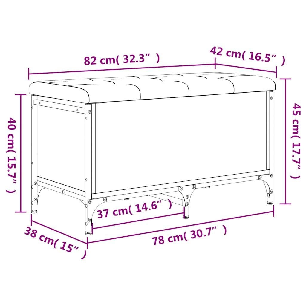 Sitzbank mit Stauraum Räuchereiche 82x42x45 cm Holzwerkstoff