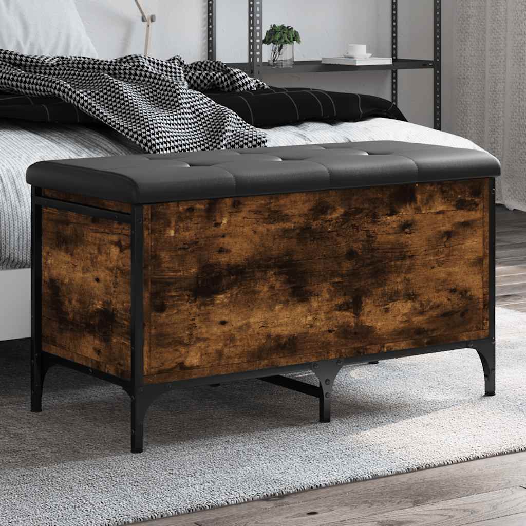 Bench with storage space smoked oak 82x42x45 cm wood material