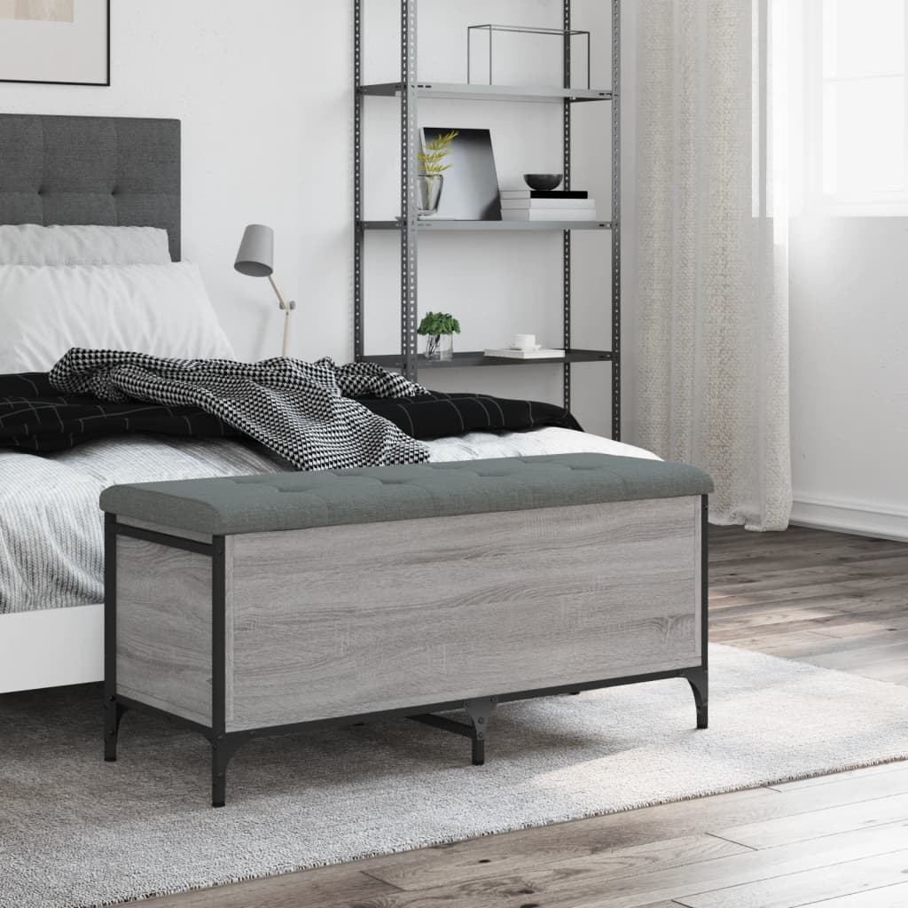 Bench with storage space Grey Sonoma 102x42x45 cm wood material